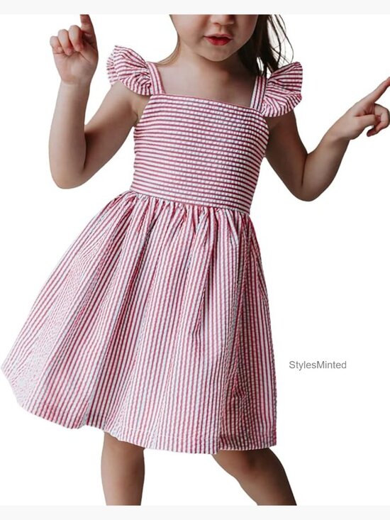 Other - Girls Summer Dress Spaghetti Strap Beach Sundress Ruffle Sleeve Casual
